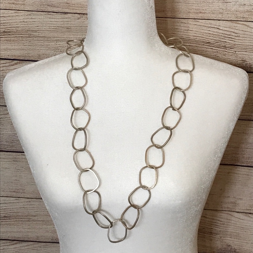 Geometric Square Brucked Nickel Long Necklace